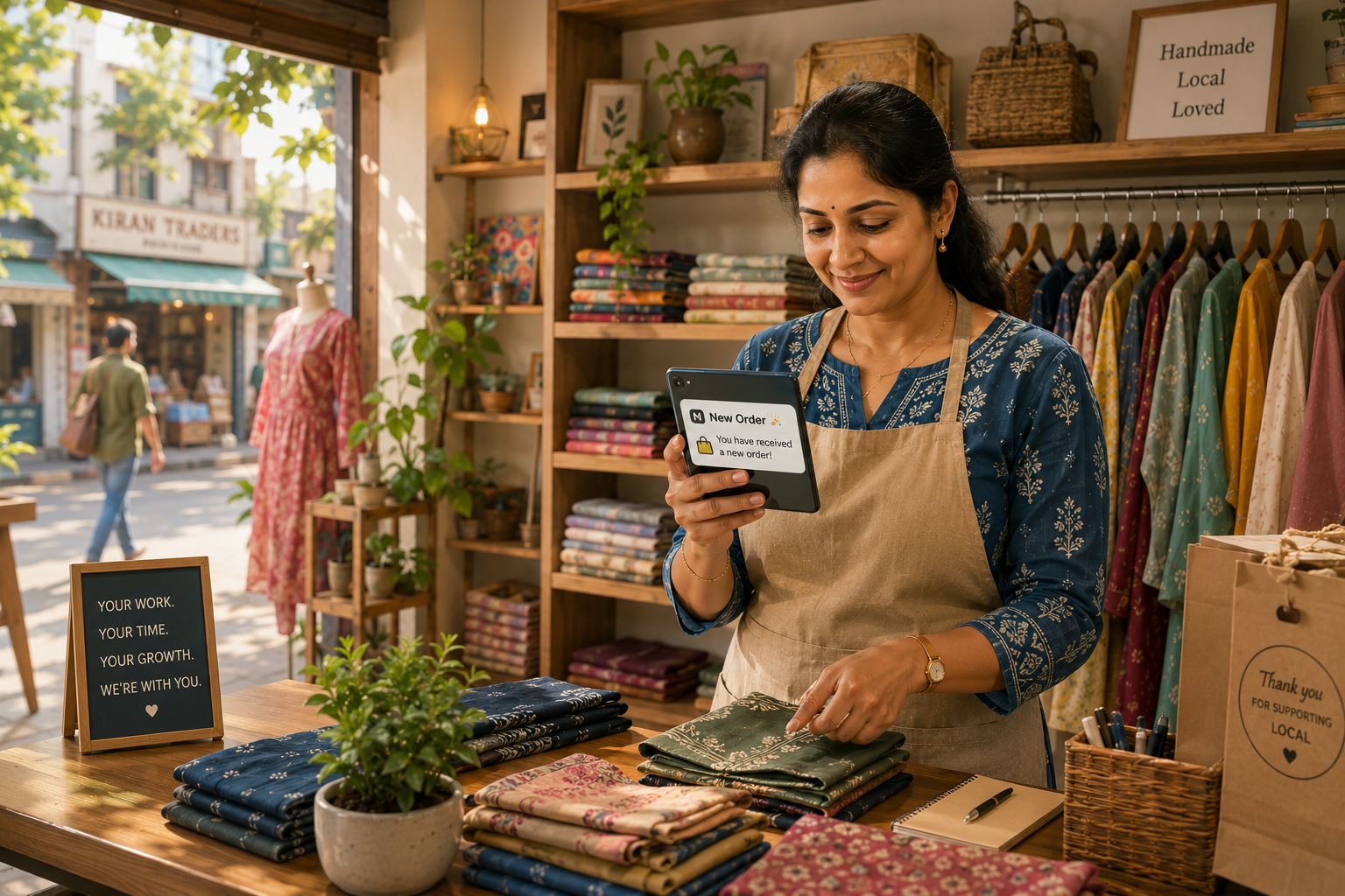 A small business owner in her shop